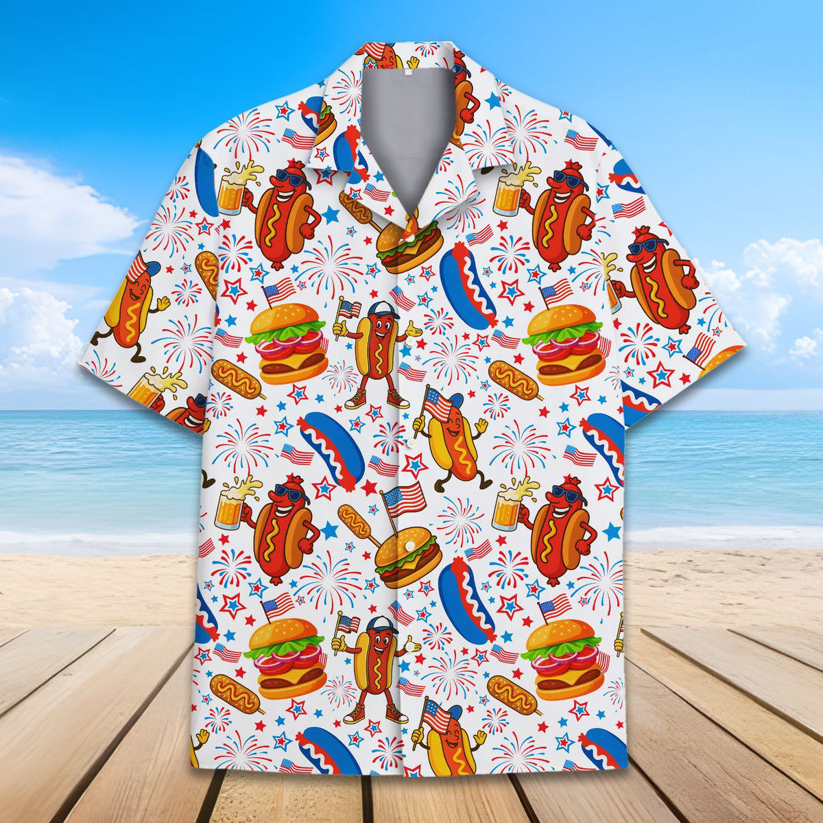 Lifestyle image showing the holiday hawaiian shirt in action