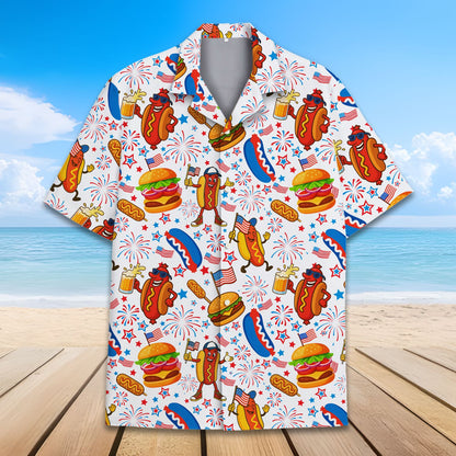 Lifestyle image showing the holiday hawaiian shirt in action