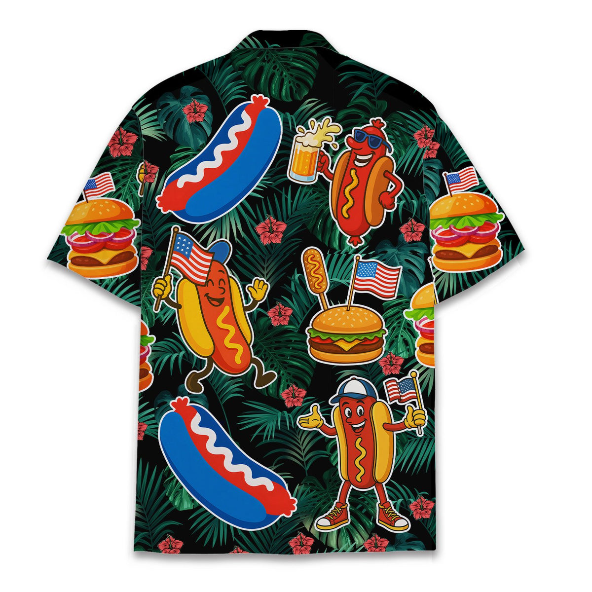 Secondary back view showing the vibrant tropical and BBQ pattern