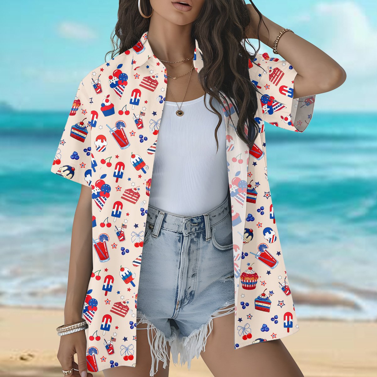 Second lifestyle view of the matching family hawaiian shirt