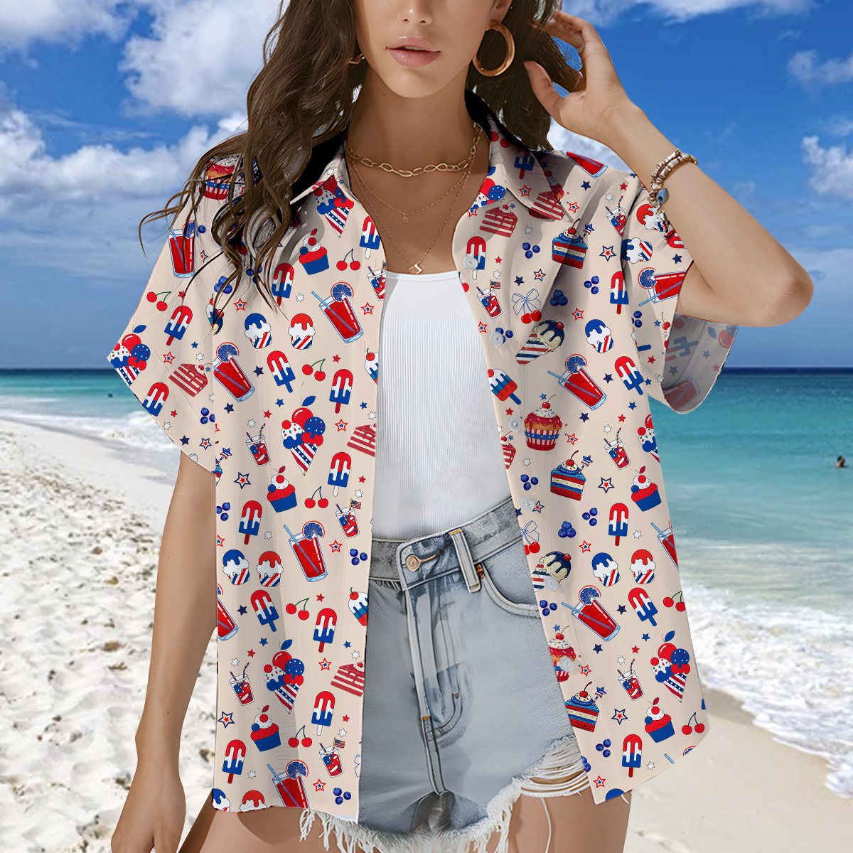 Fifth lifestyle view highlighting the vibrant red, white, and blue design