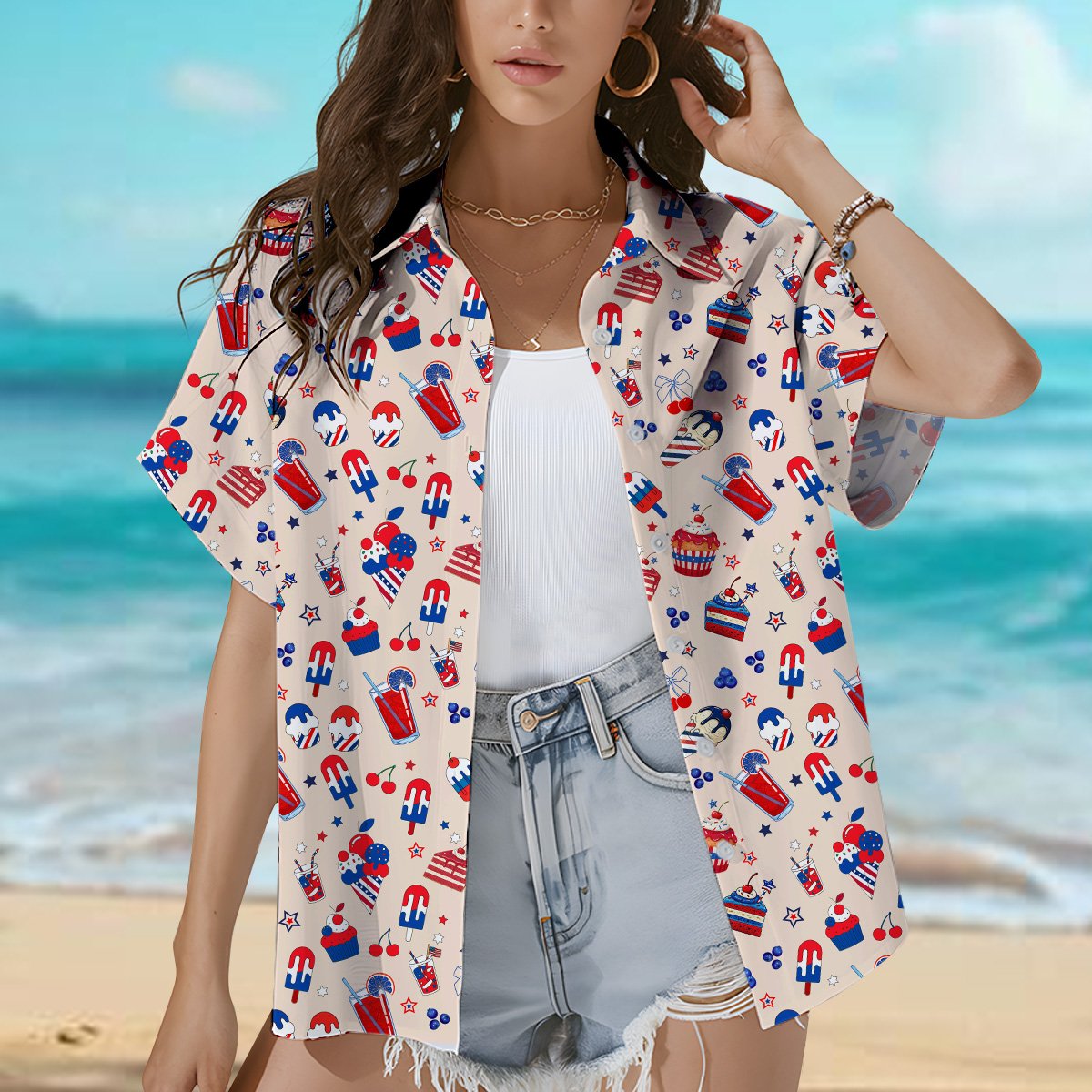 Sixth lifestyle view of the holiday hawaiian shirt