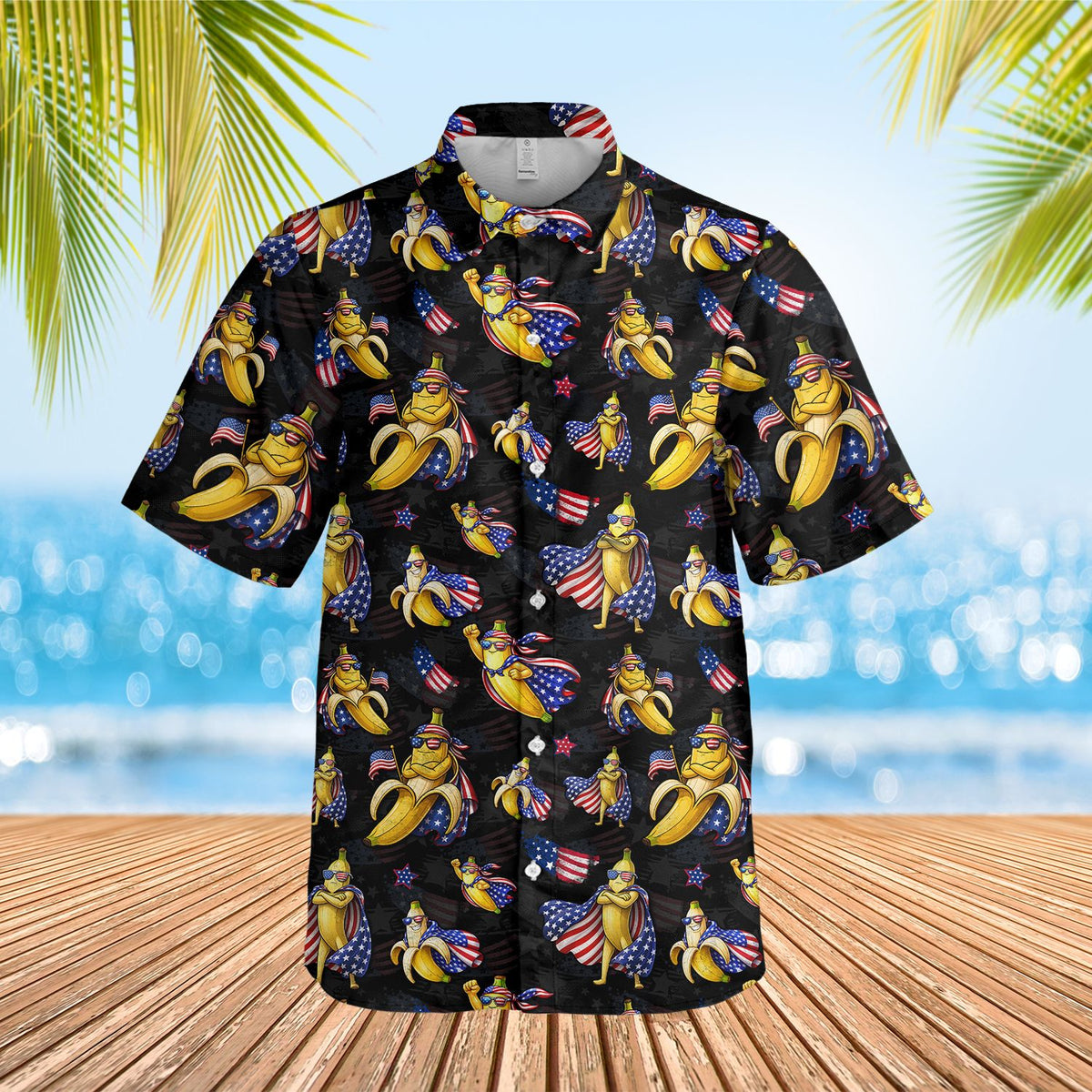 Alternative front view of the holiday hawaiian shirt