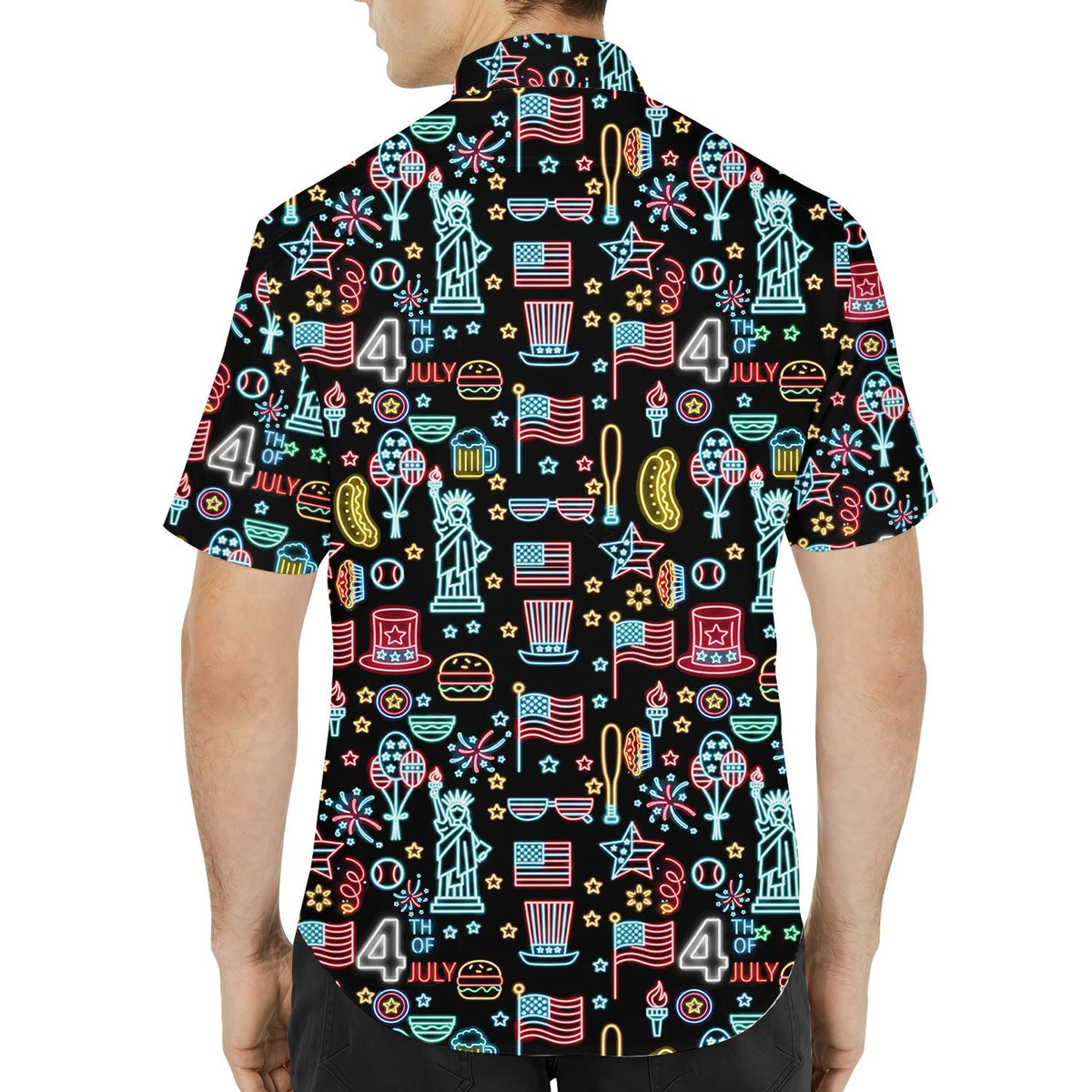 Second lifestyle view featuring the holiday hawaiian shirt in an outdoor setting