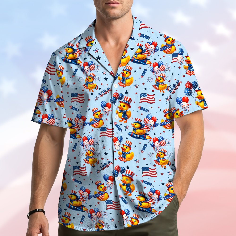 Second lifestyle view showing the matching family hawaiian shirt in a casual setting