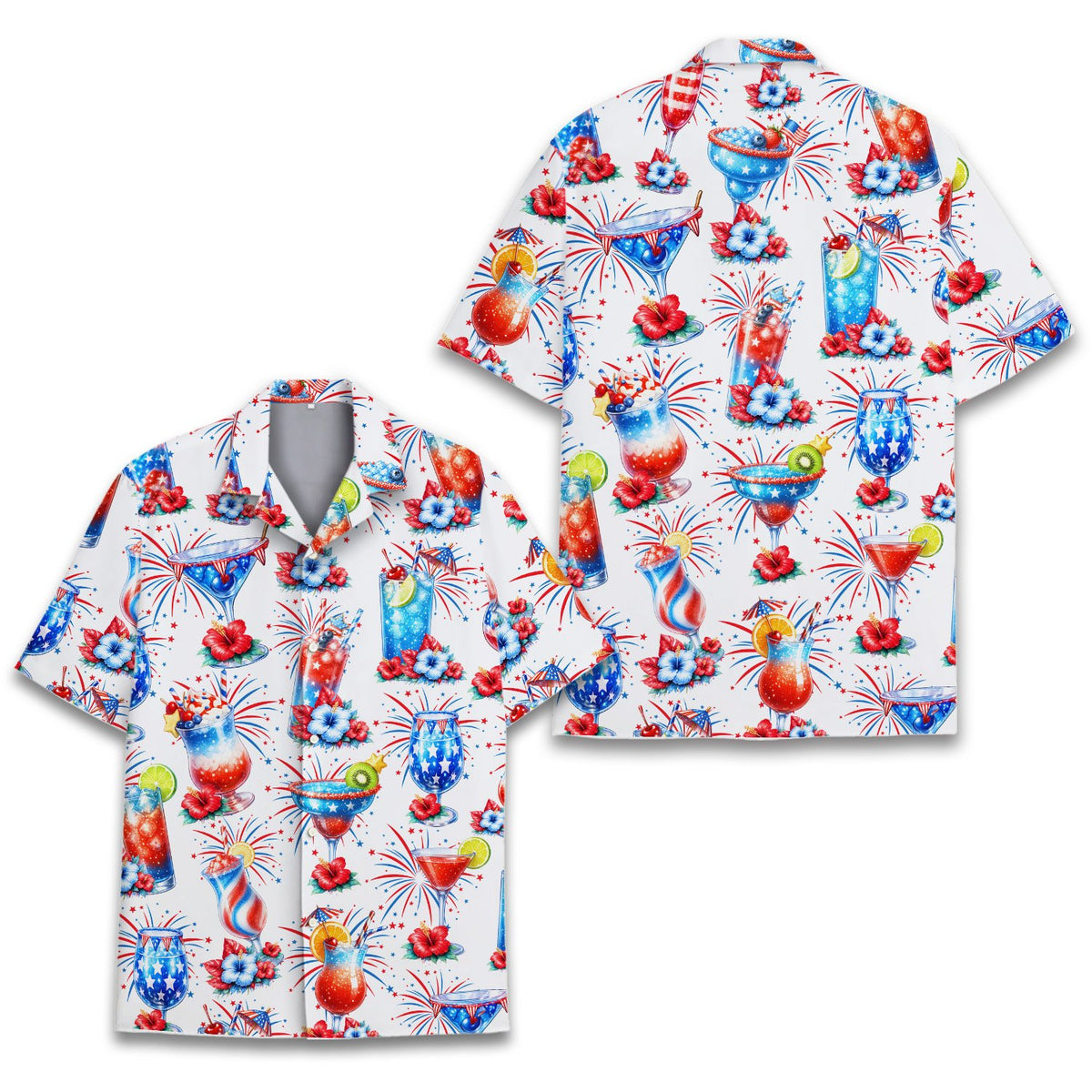 Fourth of july drinks hawaiian shirt main view