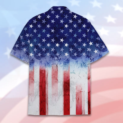 Detailed back view of the holiday Hawaiian shirt
