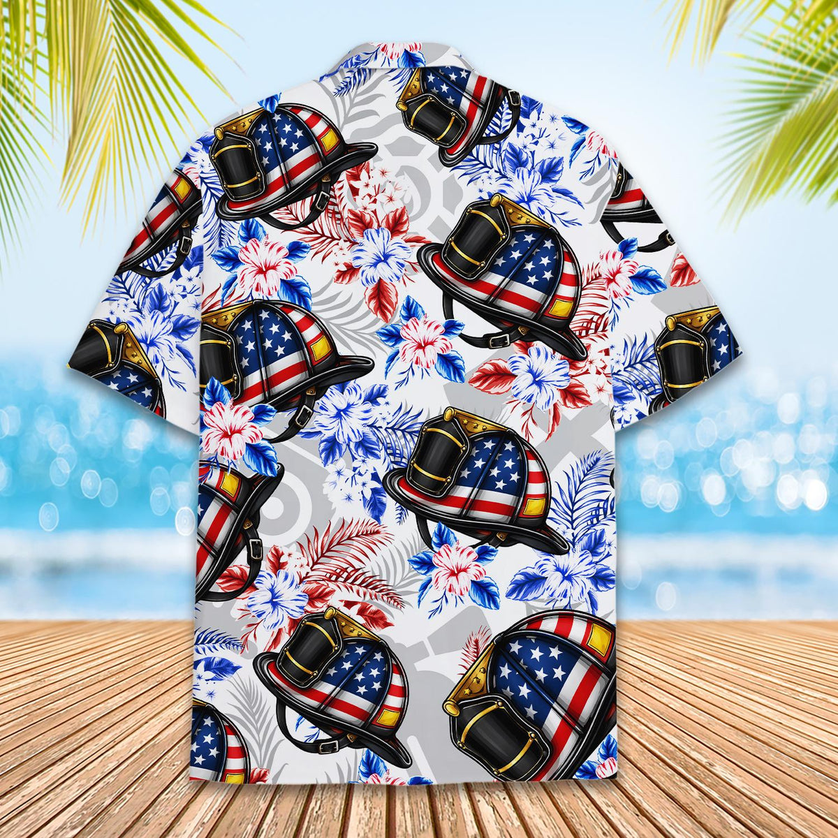 Alternate back view showing full tropical and firefighter helmet design
