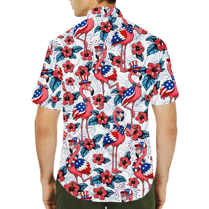 Second lifestyle view of individuals wearing the matching family hawaiian shirts