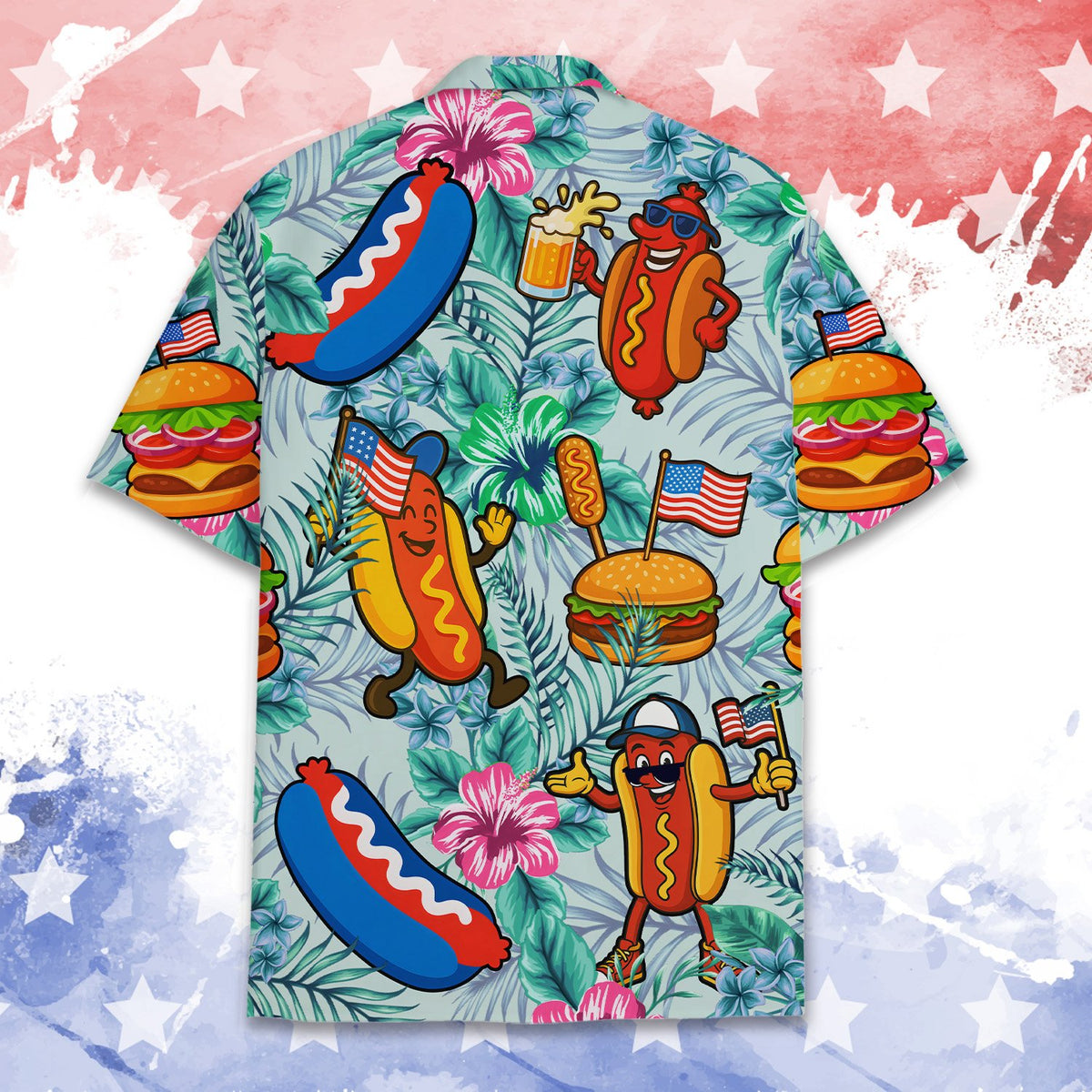 Detailed back view of family matching hawaiian shirt with tropical floral design