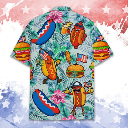Detailed back view of family matching hawaiian shirt with tropical floral design