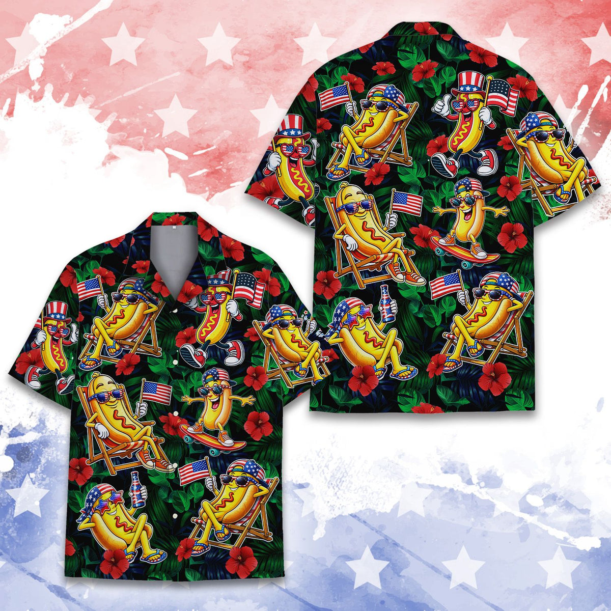 Close up of the hot dog pattern on black background front view