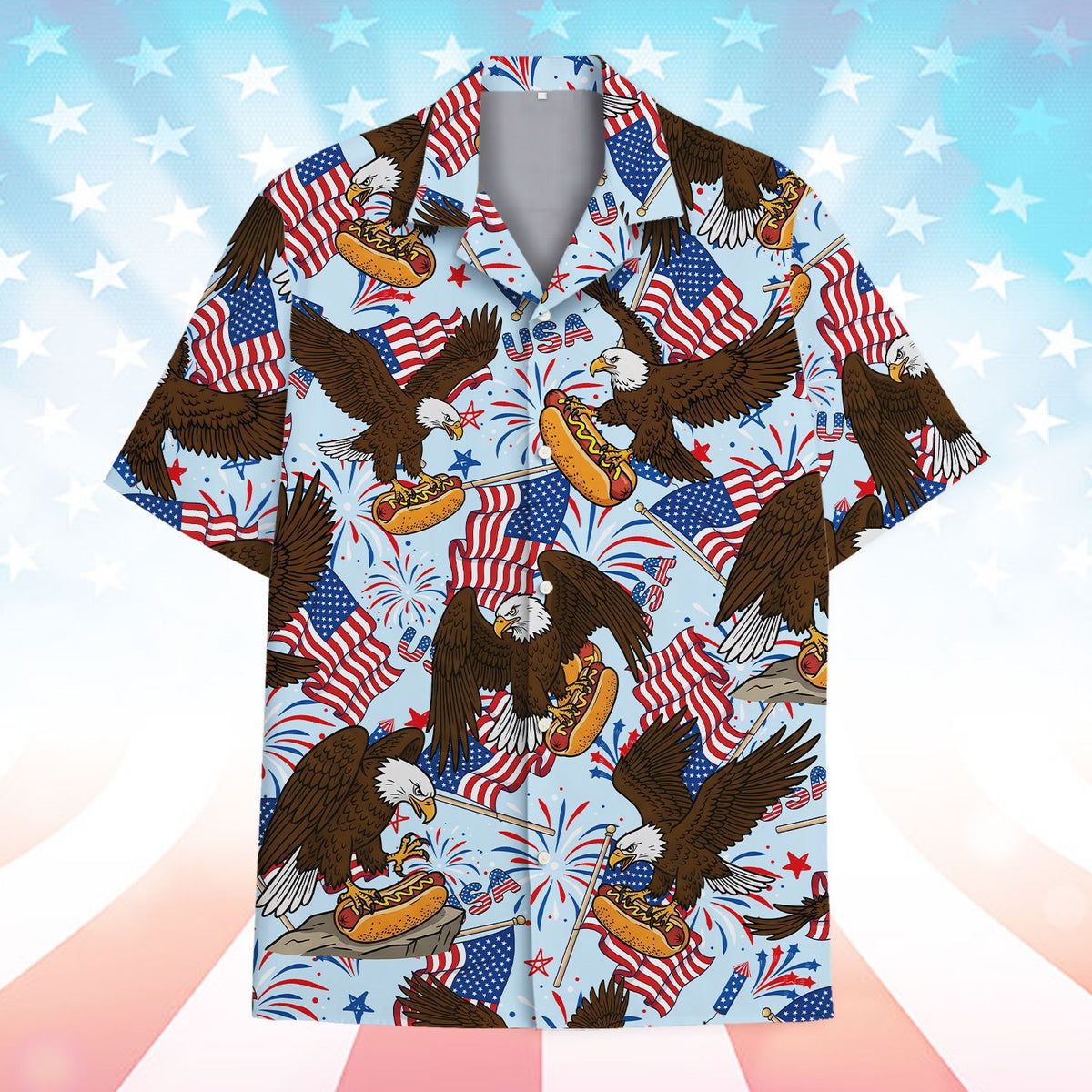 Matching family hawaiian shirts front view close up details