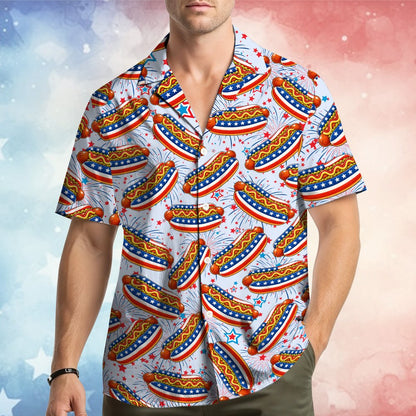 Second lifestyle shot showing the vibrant hot dog and fireworks pattern