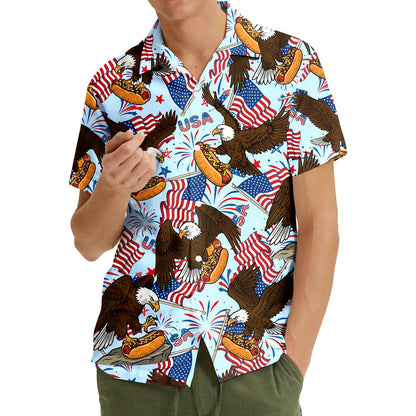 People celebrating in matching family hawaiian shirts lifestyle shot