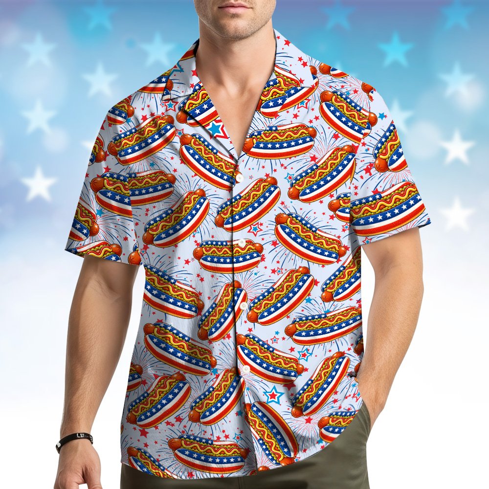 Third lifestyle image highlighting the holiday hawaiian shirt design