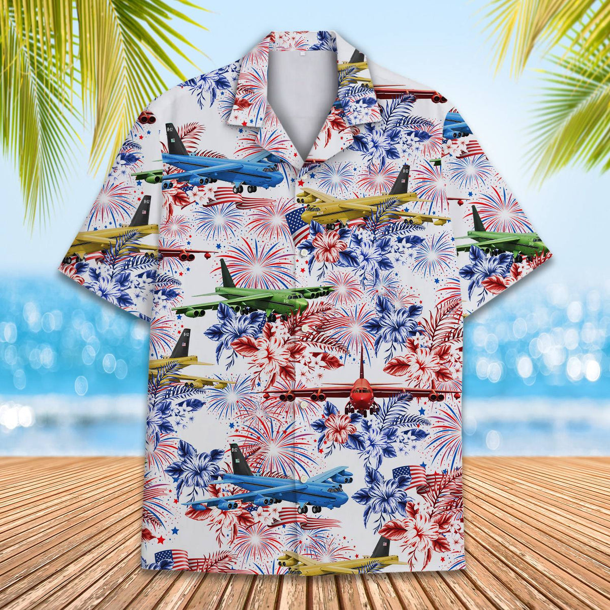 Third lifestyle view demonstrating the fit and style of the family hawaiian shirts
