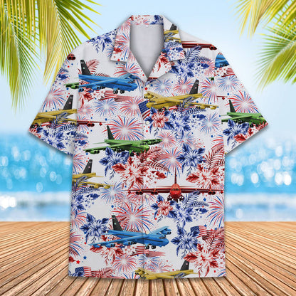 Third lifestyle view demonstrating the fit and style of the family hawaiian shirts