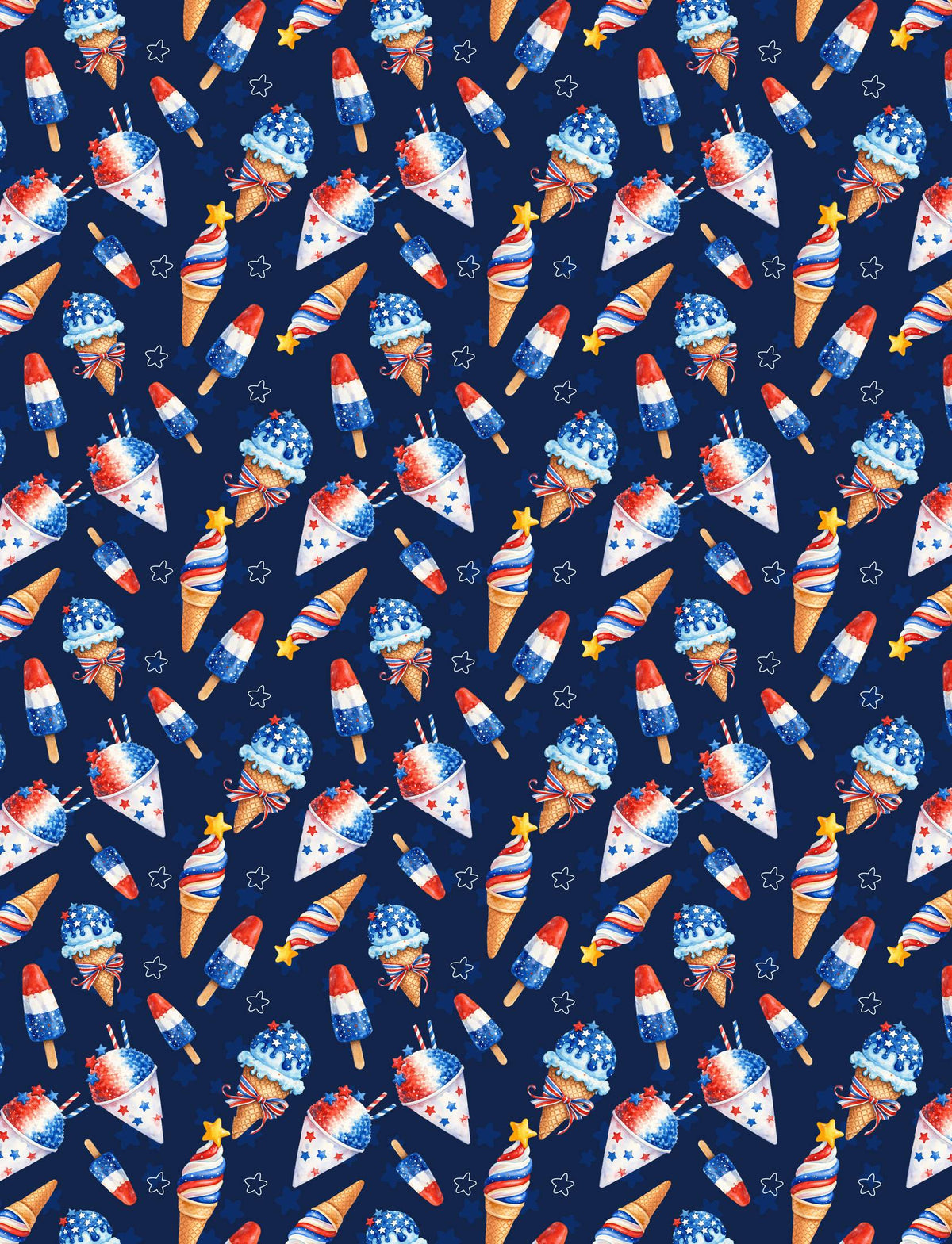 Lifestyle view of family wearing the matching Fourth of July Hawaiian shirts