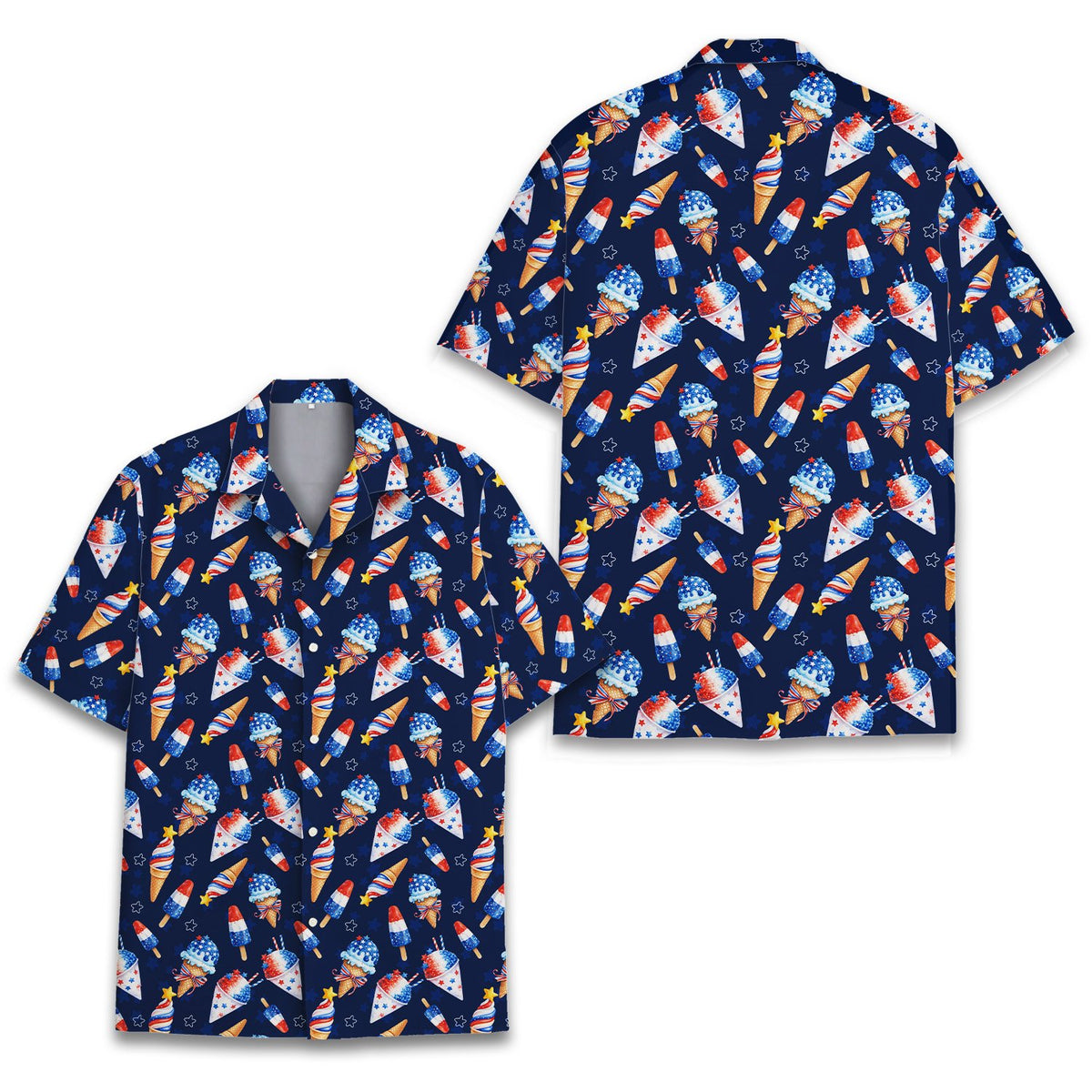 Detailed view of the polyester fabric and patriotic summer treat pattern