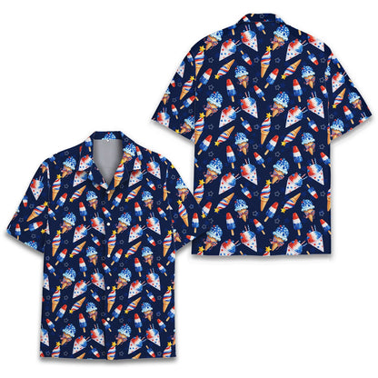 Detailed view of the polyester fabric and patriotic summer treat pattern