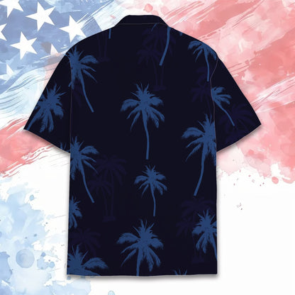 Back view of the Fourth of July tropical hawaiian shirt