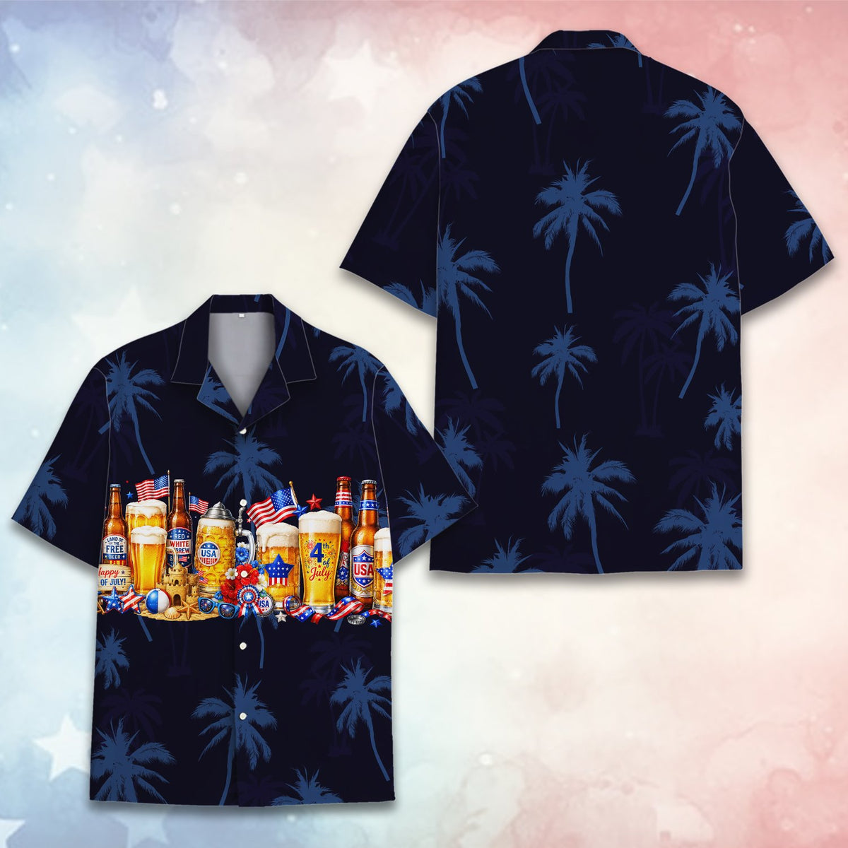 Front view of the matching family hawaiian shirt