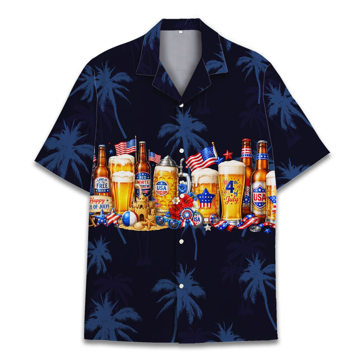 Second lifestyle view of the Fourth of July hawaiian shirt