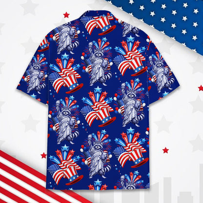 Detailed back view showing the patriotic raccoons pattern