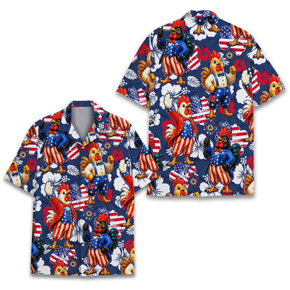 Another front angle of the festive summer family hawaiian shirt