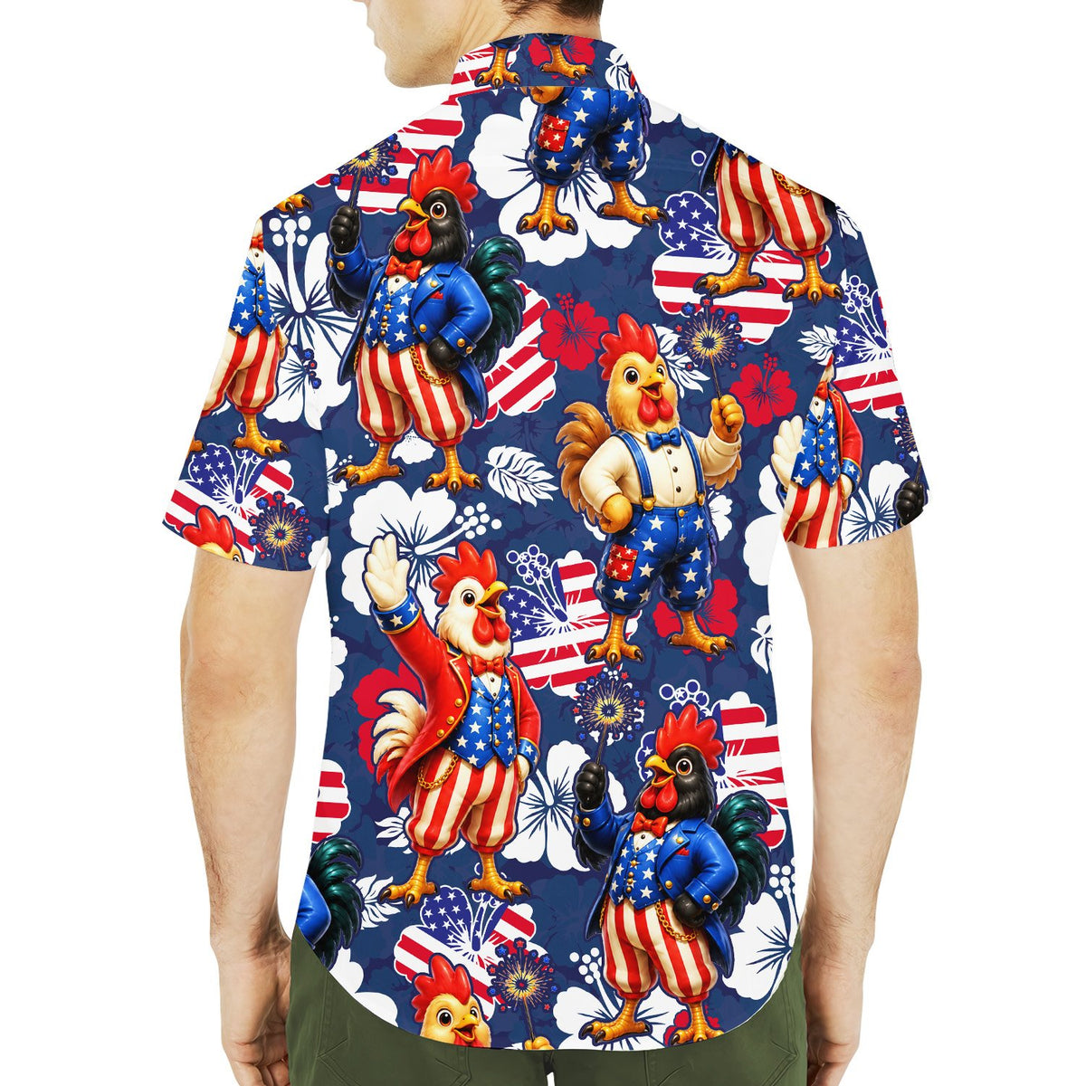 Lifestyle view of the family matching hawaiian shirts during a summer celebration