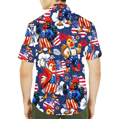 Lifestyle view of the family matching hawaiian shirts during a summer celebration