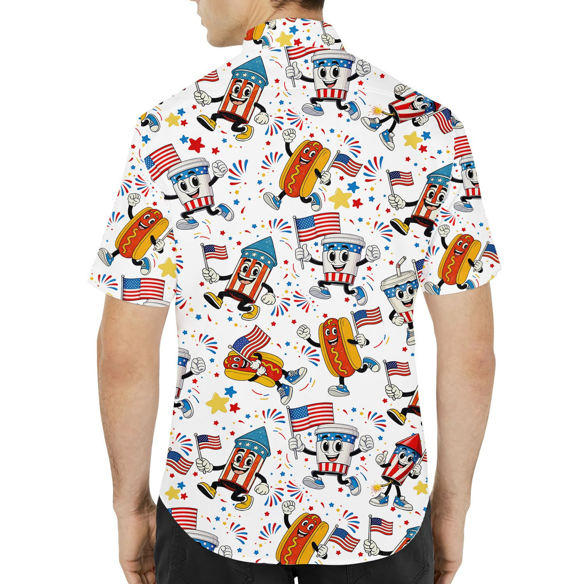 Second lifestyle view of the patriotic holiday hawaiian shirt