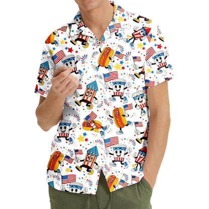 Third lifestyle view of the matching family hawaiian shirts