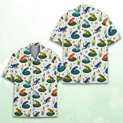 Front detail of the frogs hawaiian shirt