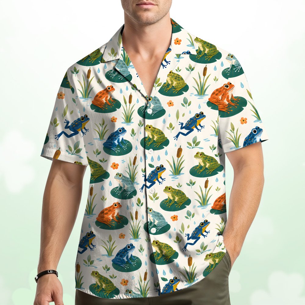 Second lifestyle view of the matching family hawaiian shirts