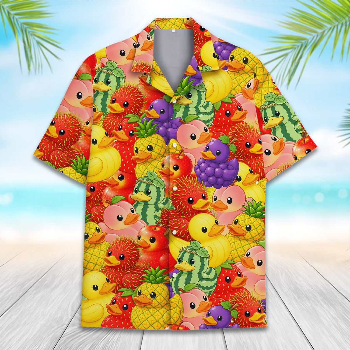 Second back view of the matching family hawaiian shirt