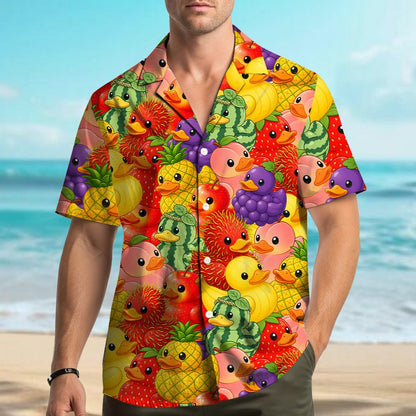 Lifestyle view of the fun summer hawaiian shirt