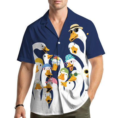 Lifestyle image of the funny animals hawaiian shirt being worn