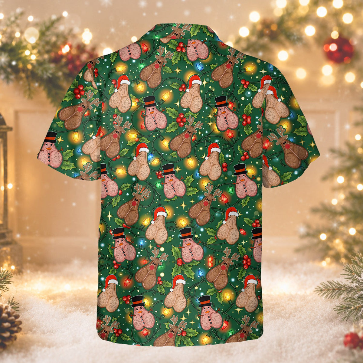 Additional back view of the funny christmas hawaiian shirt