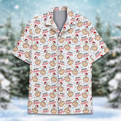 Close up of funny Hawaiian shirt collar and button details