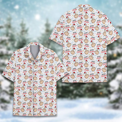 Additional front view of the funny Christmas matching family Hawaiian shirt