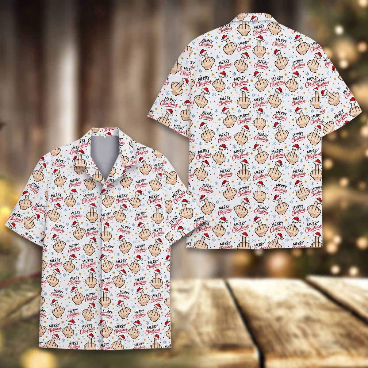 Funny Hawaiian shirt men and family style, front view on white background