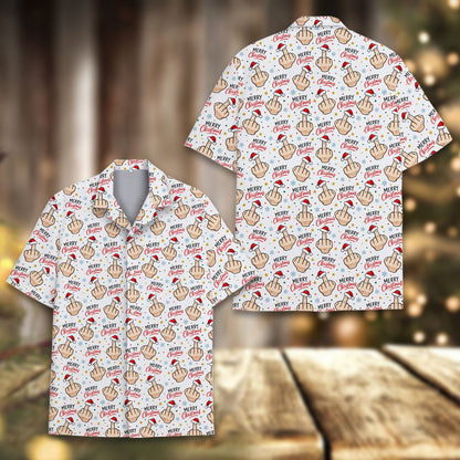 Funny Hawaiian shirt men and family style, front view on white background
