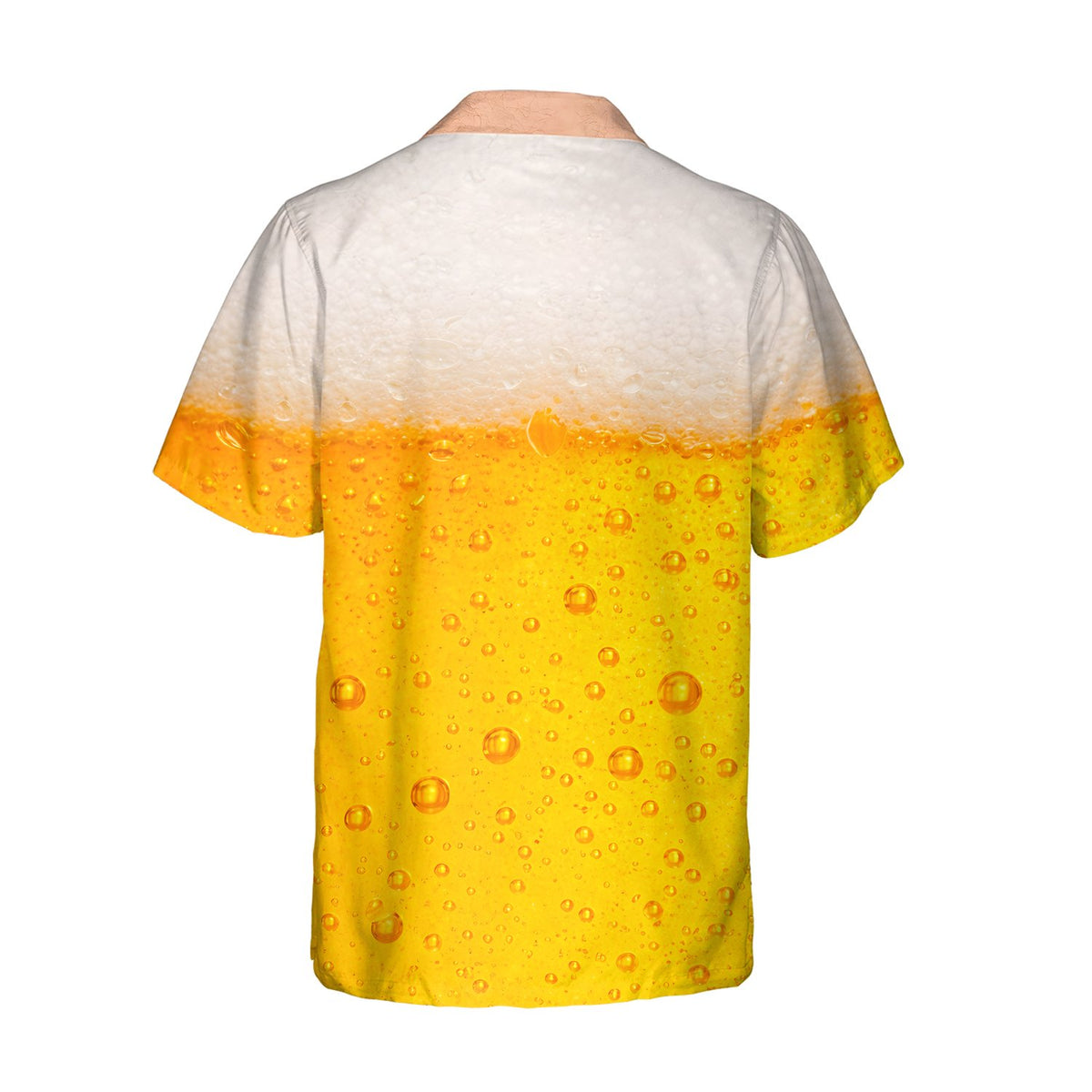 Another front view of the yellow beer illusion hawaiian shirt