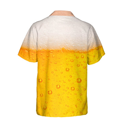 Another front view of the yellow beer illusion hawaiian shirt