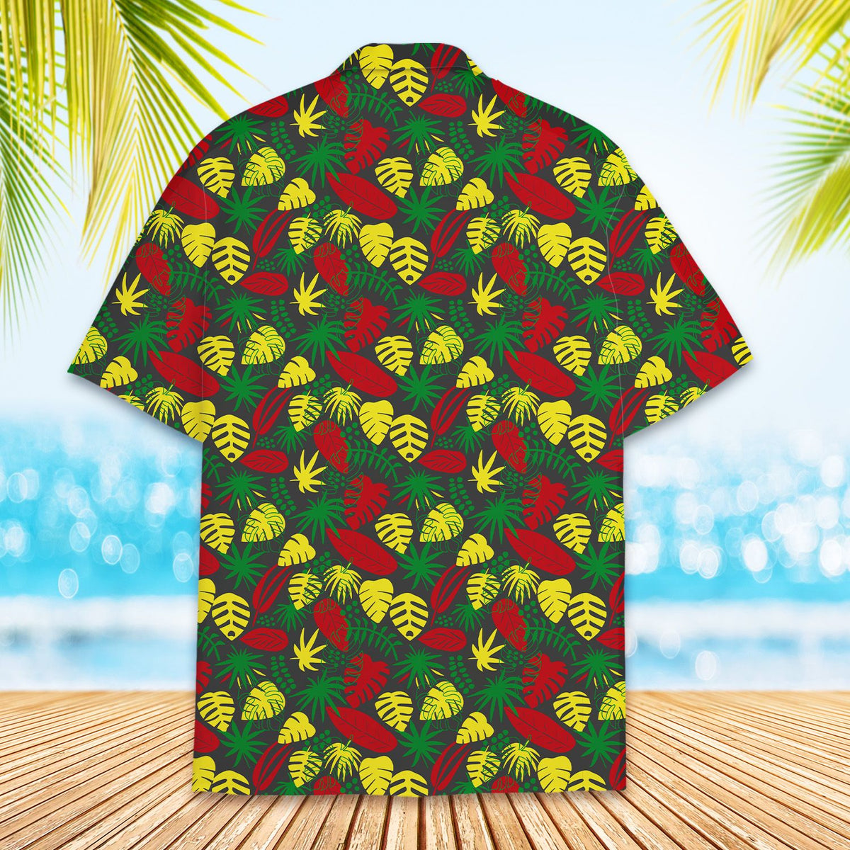 Second lifestyle view of the gray funny hawaiian shirt in a casual summer setting