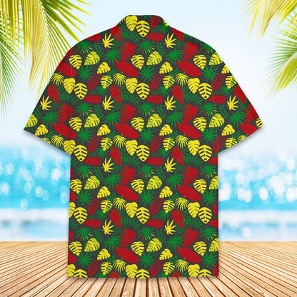 Second lifestyle view of the gray funny hawaiian shirt in a casual summer setting