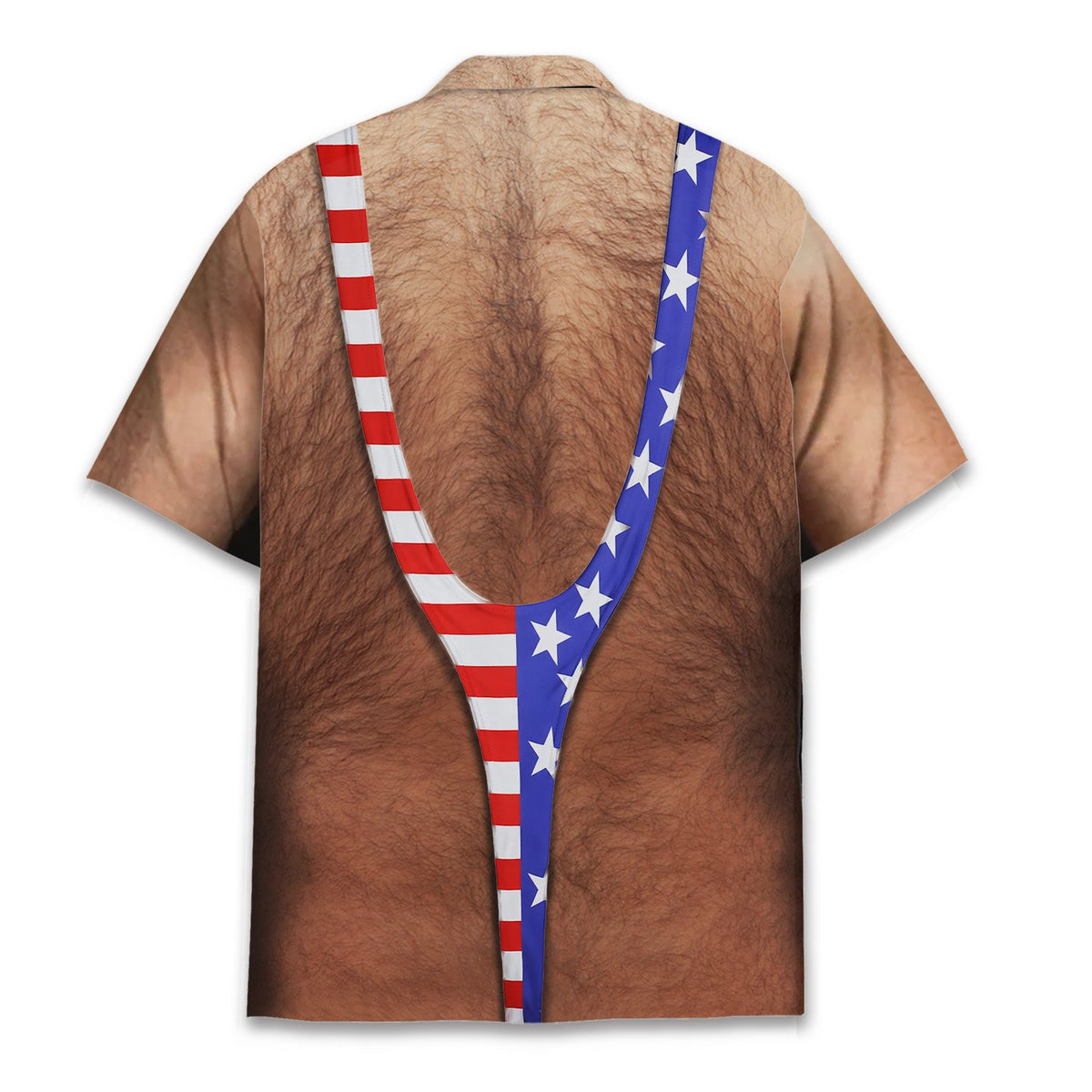 Back view of the funny optical illusion Hawaiian shirt