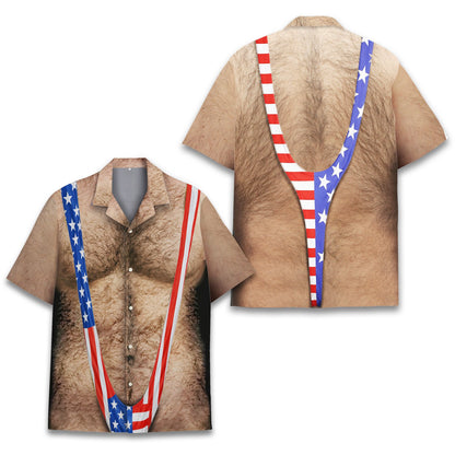 Front view of the funny optical illusion Hawaiian shirt